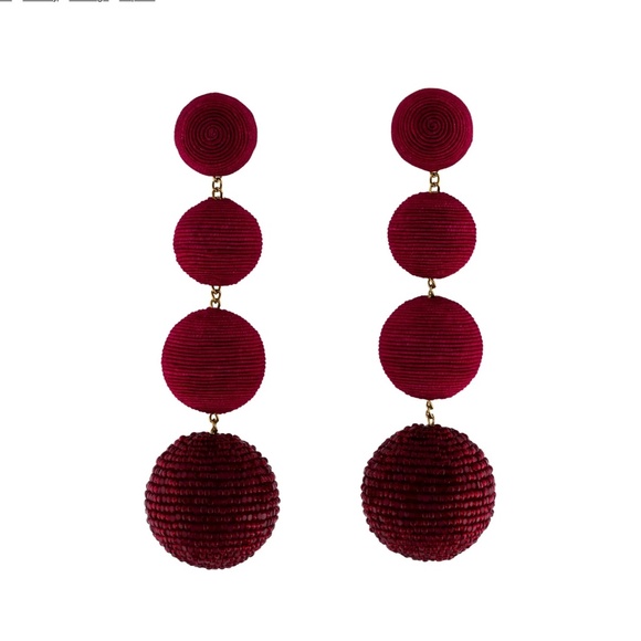 Rebecca de Ravenel Sangria Three Drop Clip On Style Earrings - Picture 6 of 8